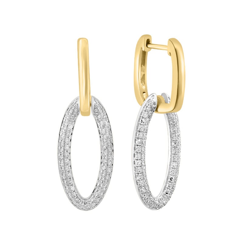 EFFY Diamond Oval Dangle Earrings in 14k Two Tone Gold image number null
